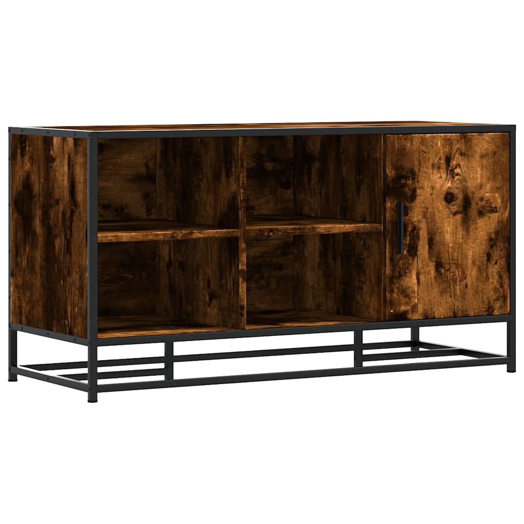 skobænk 100x40x53,5 cm konstrueret træ metal røget egetræsfarve