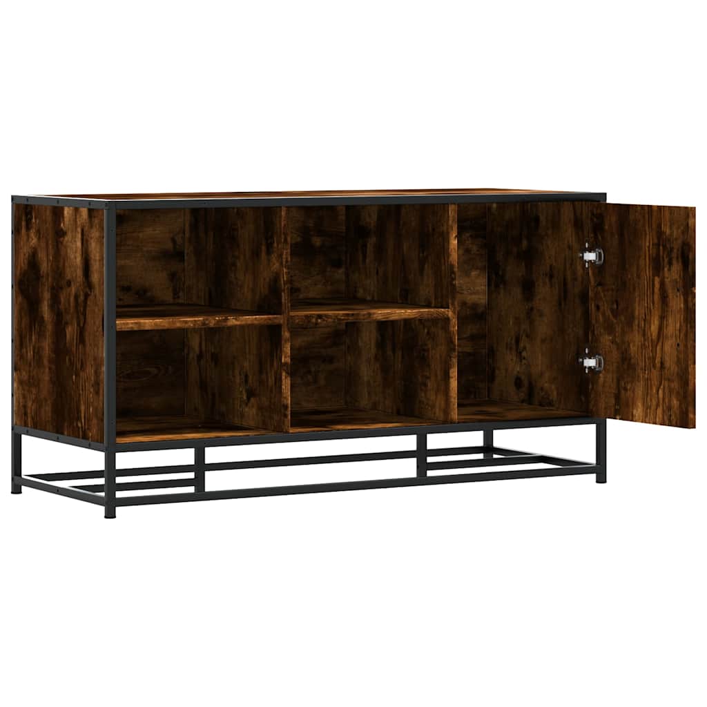 skobænk 100x40x53,5 cm konstrueret træ metal røget egetræsfarve