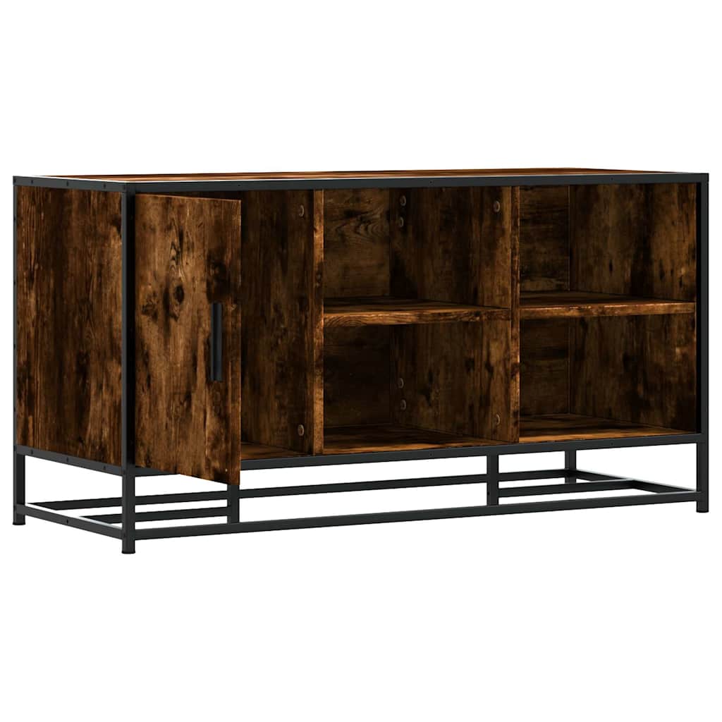 skobænk 100x40x53,5 cm konstrueret træ metal røget egetræsfarve