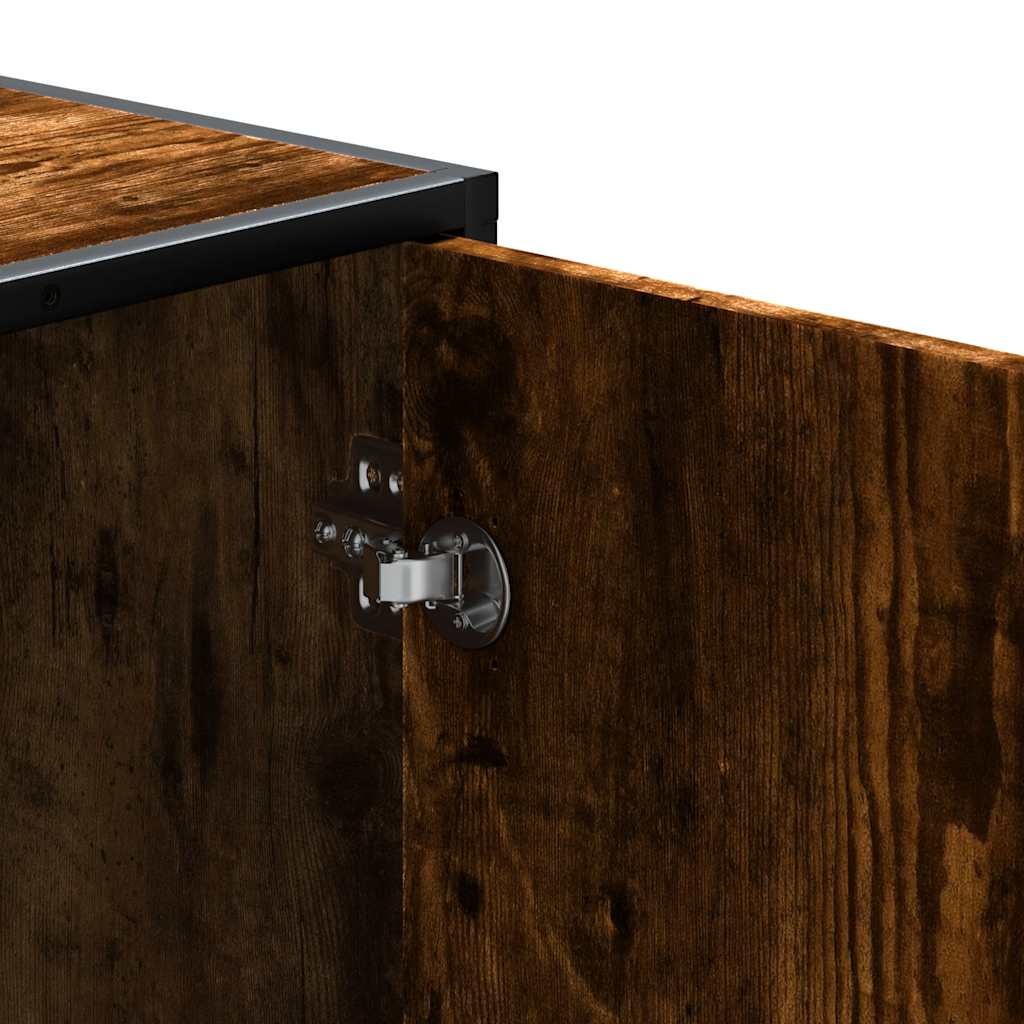 skobænk 100x40x53,5 cm konstrueret træ metal røget egetræsfarve