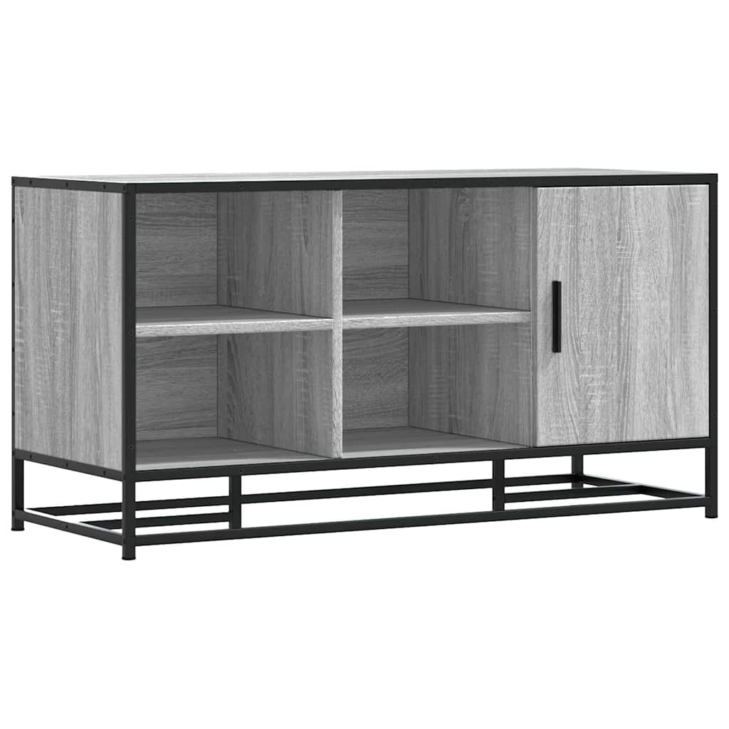 skobænk 100x40x53,5 cm konstrueret træ og metal grå sonoma-eg