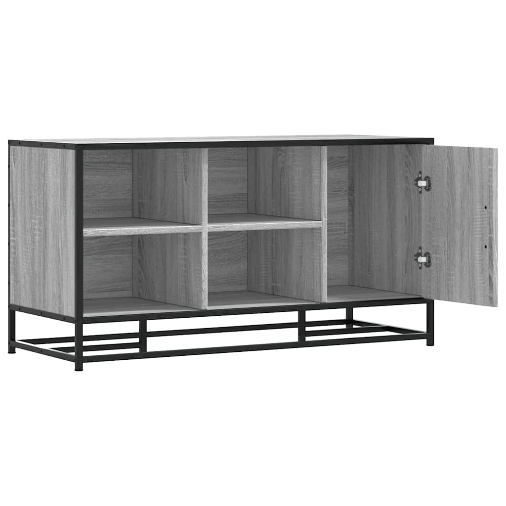 skobænk 100x40x53,5 cm konstrueret træ og metal grå sonoma-eg