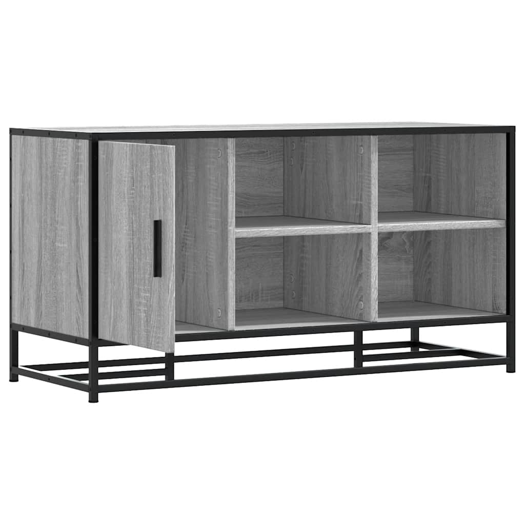skobænk 100x40x53,5 cm konstrueret træ og metal grå sonoma-eg