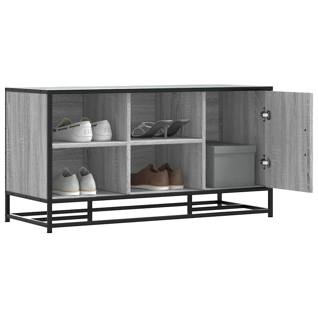 skobænk 100x40x53,5 cm konstrueret træ og metal grå sonoma-eg