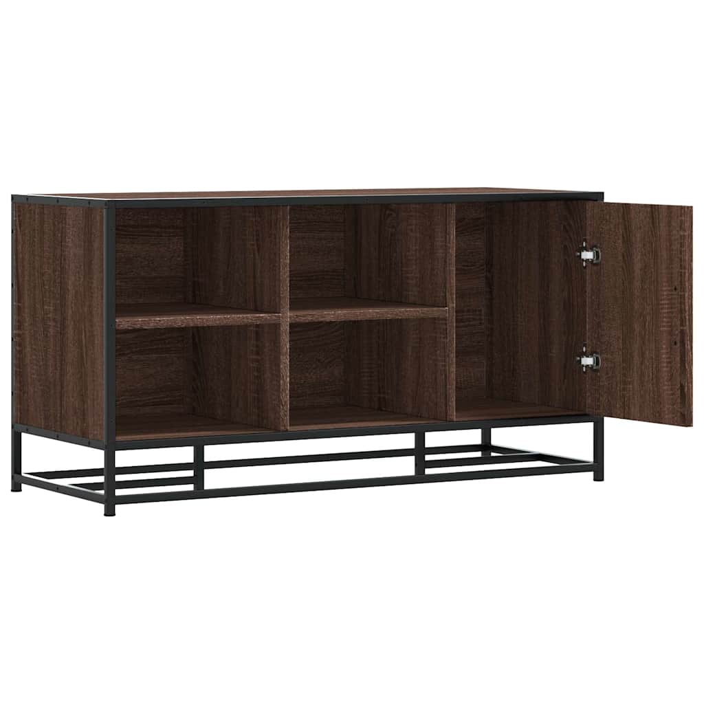 skobænk 100x40x53,5 cm konstrueret træ metal brun egetræsfarve