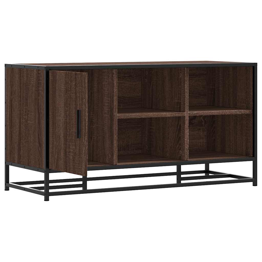 skobænk 100x40x53,5 cm konstrueret træ metal brun egetræsfarve