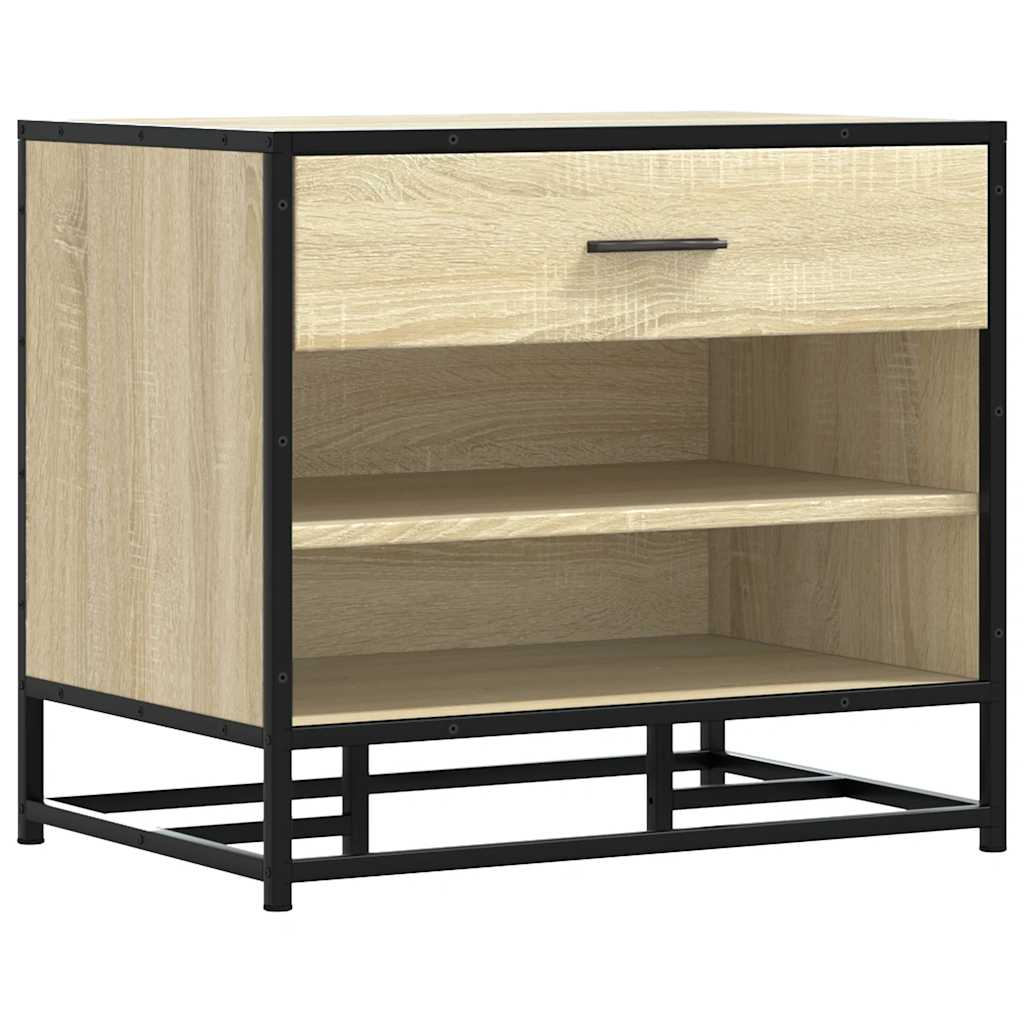 skobænk 60x40x53,5 cm konstrueret træ og metal sonoma-eg
