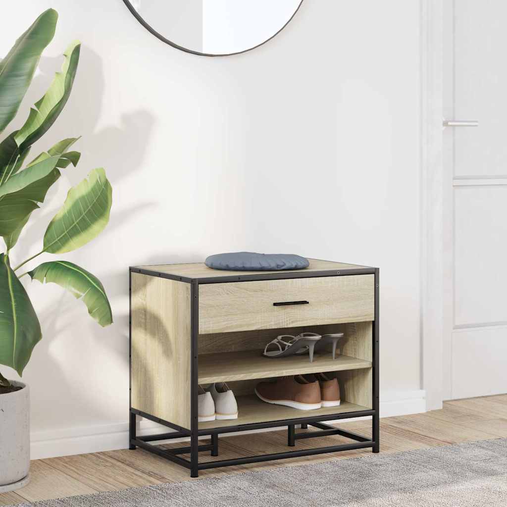 skobænk 60x40x53,5 cm konstrueret træ og metal sonoma-eg