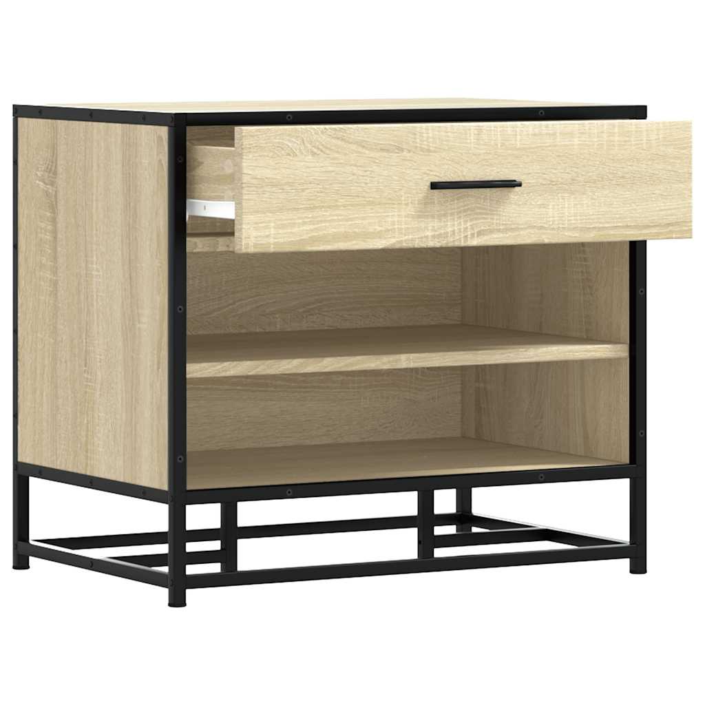 skobænk 60x40x53,5 cm konstrueret træ og metal sonoma-eg