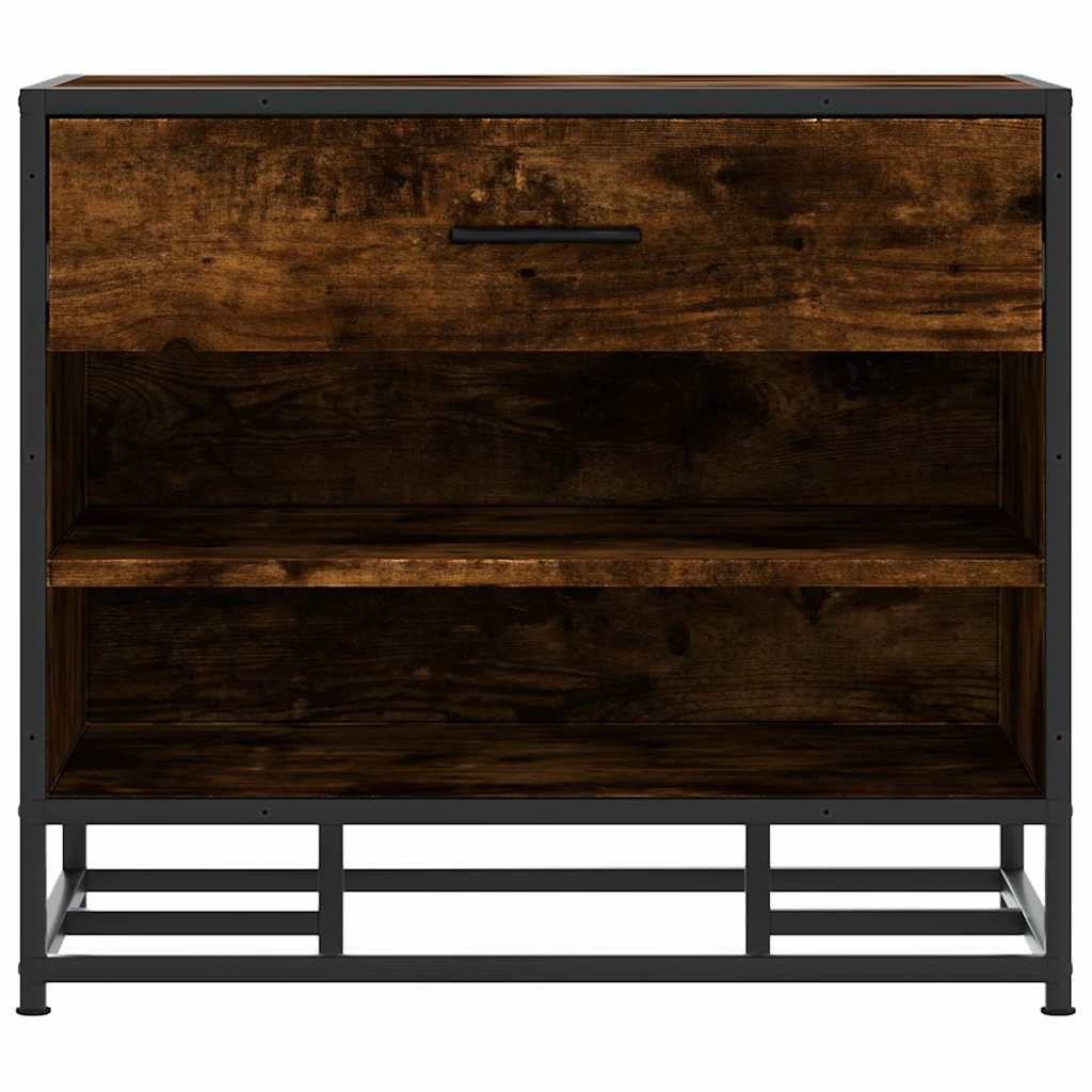 skobænk 60x40x53,5 cm konstrueret træ metal røget egetræsfarve