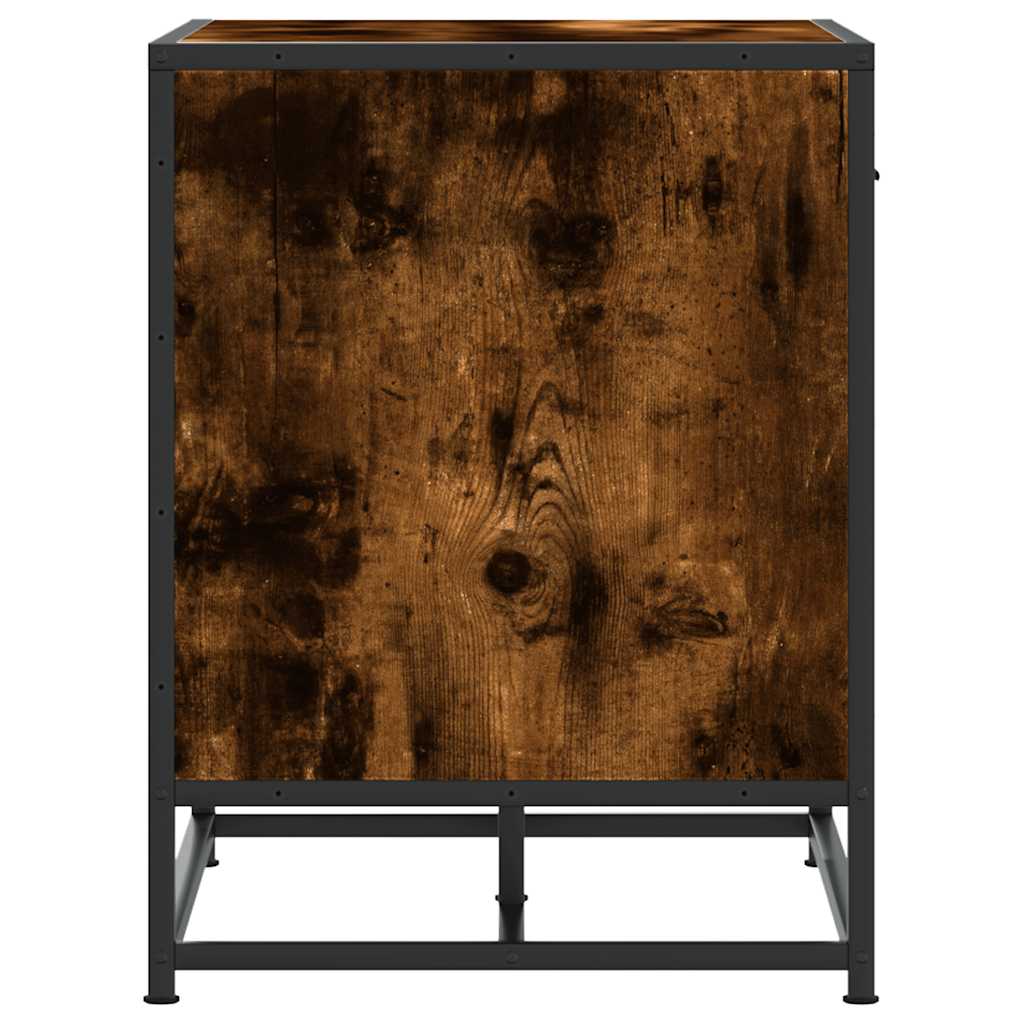 skobænk 60x40x53,5 cm konstrueret træ metal røget egetræsfarve