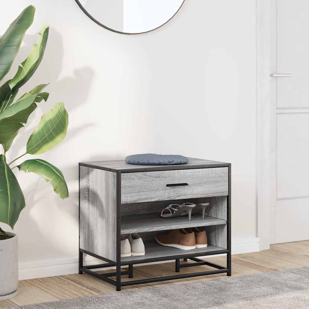 skobænk 60x40x53,5 cm konstrueret træ og metal grå sonoma-eg