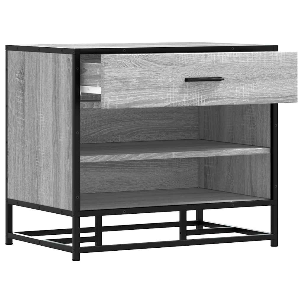 skobænk 60x40x53,5 cm konstrueret træ og metal grå sonoma-eg