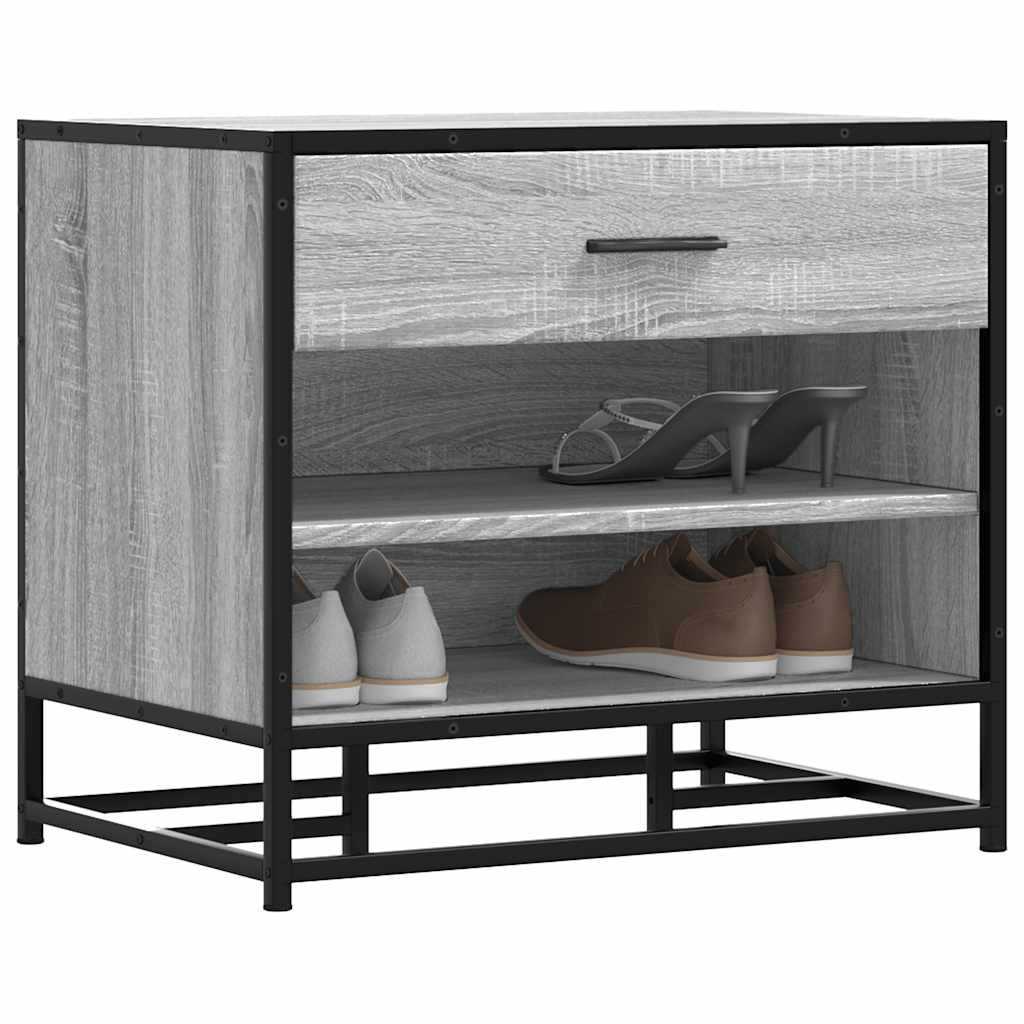 skobænk 60x40x53,5 cm konstrueret træ og metal grå sonoma-eg