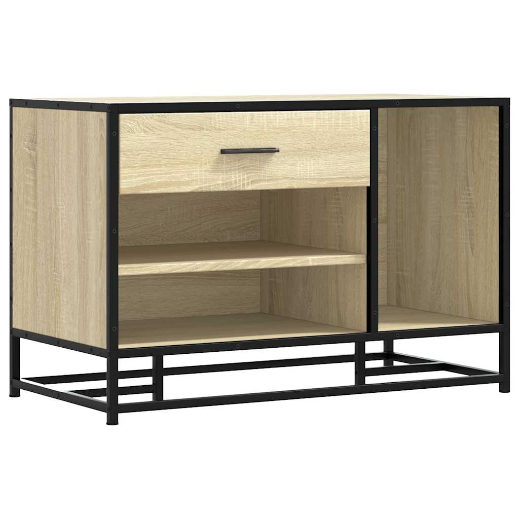 skobænk 80x40x53,5 cm konstrueret træ og metal sonoma-eg