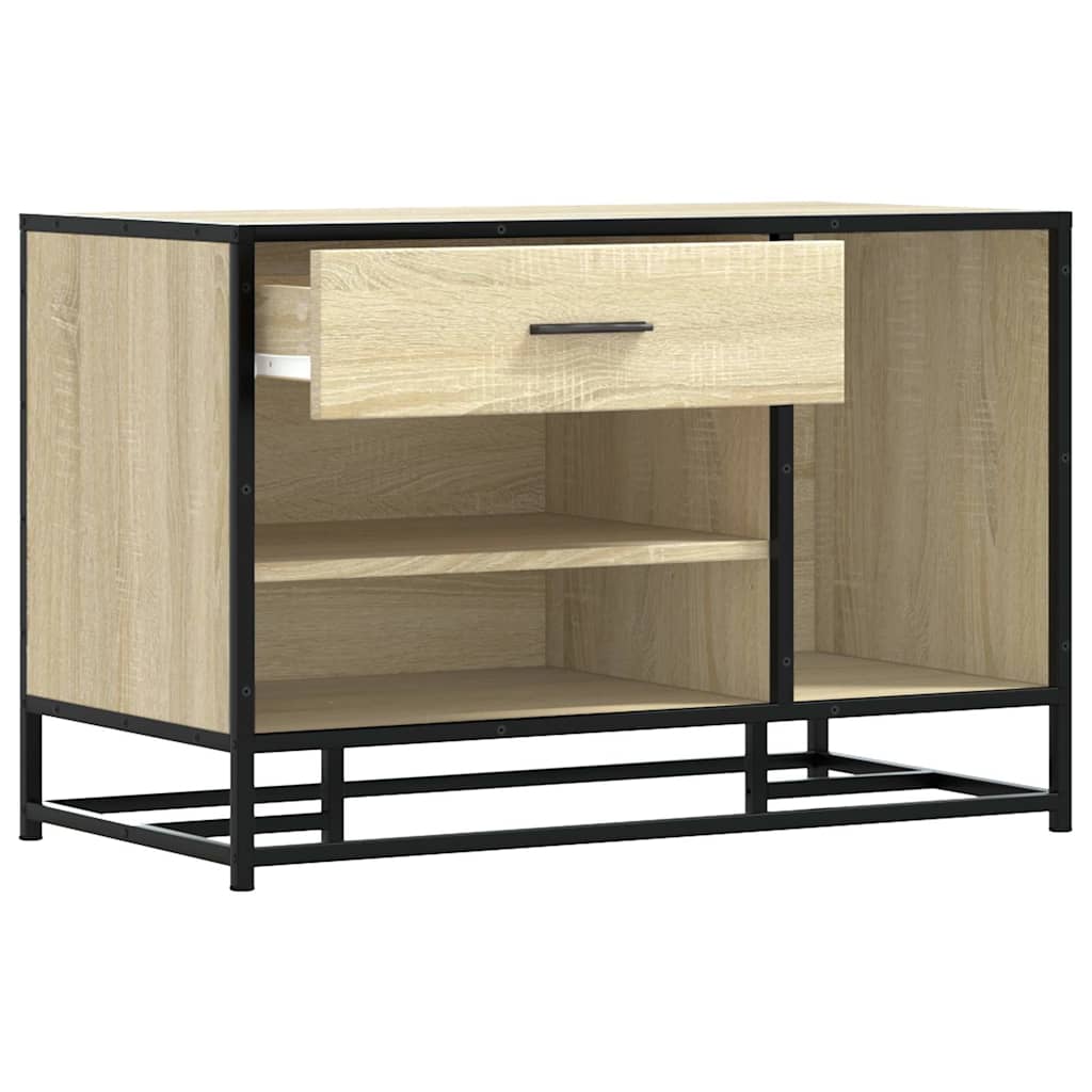 skobænk 80x40x53,5 cm konstrueret træ og metal sonoma-eg
