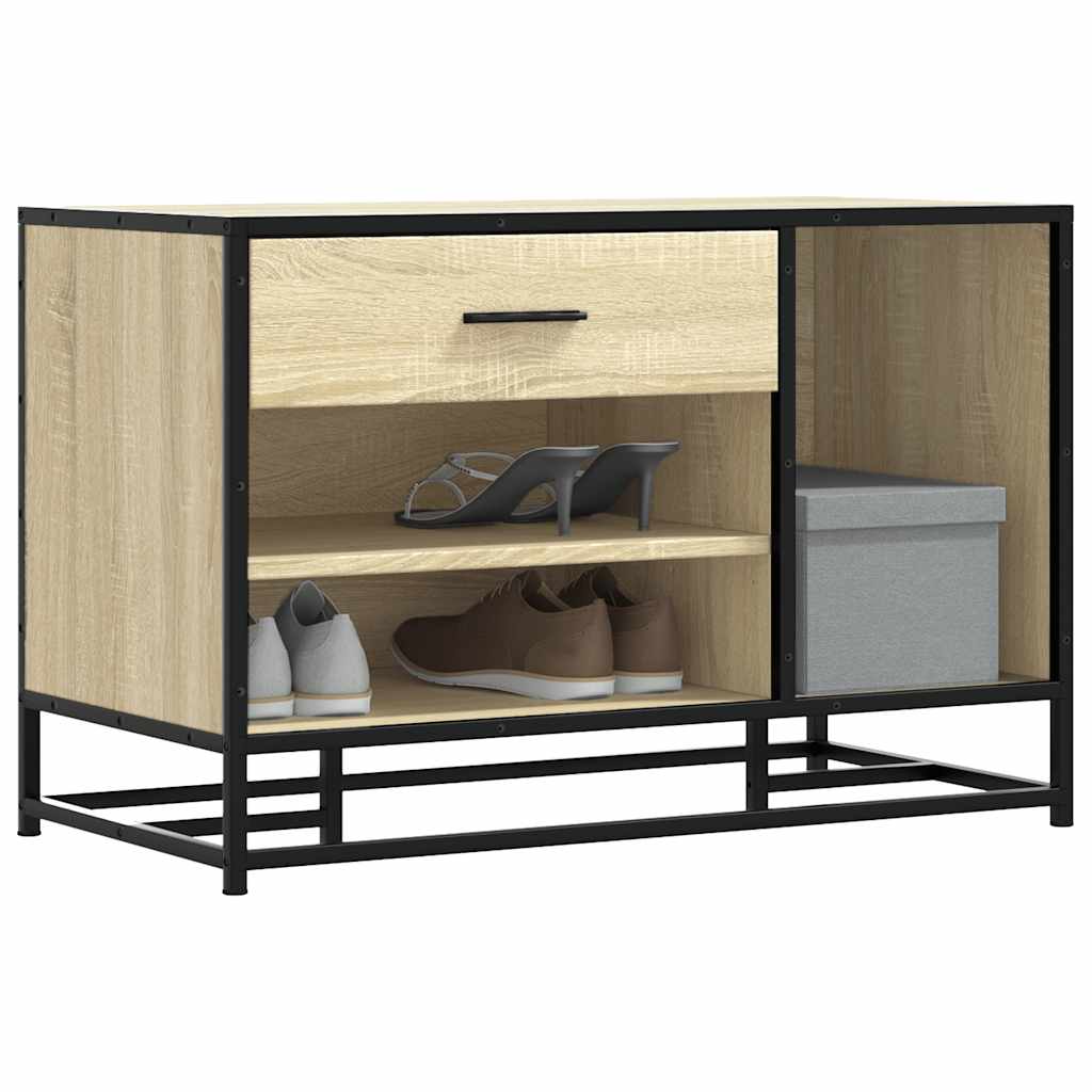 skobænk 80x40x53,5 cm konstrueret træ og metal sonoma-eg