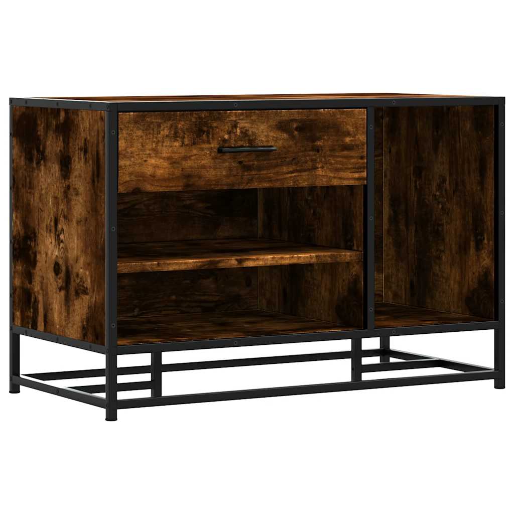 skobænk 80x40x53,5 cm konstrueret træ metal røget egetræsfarve