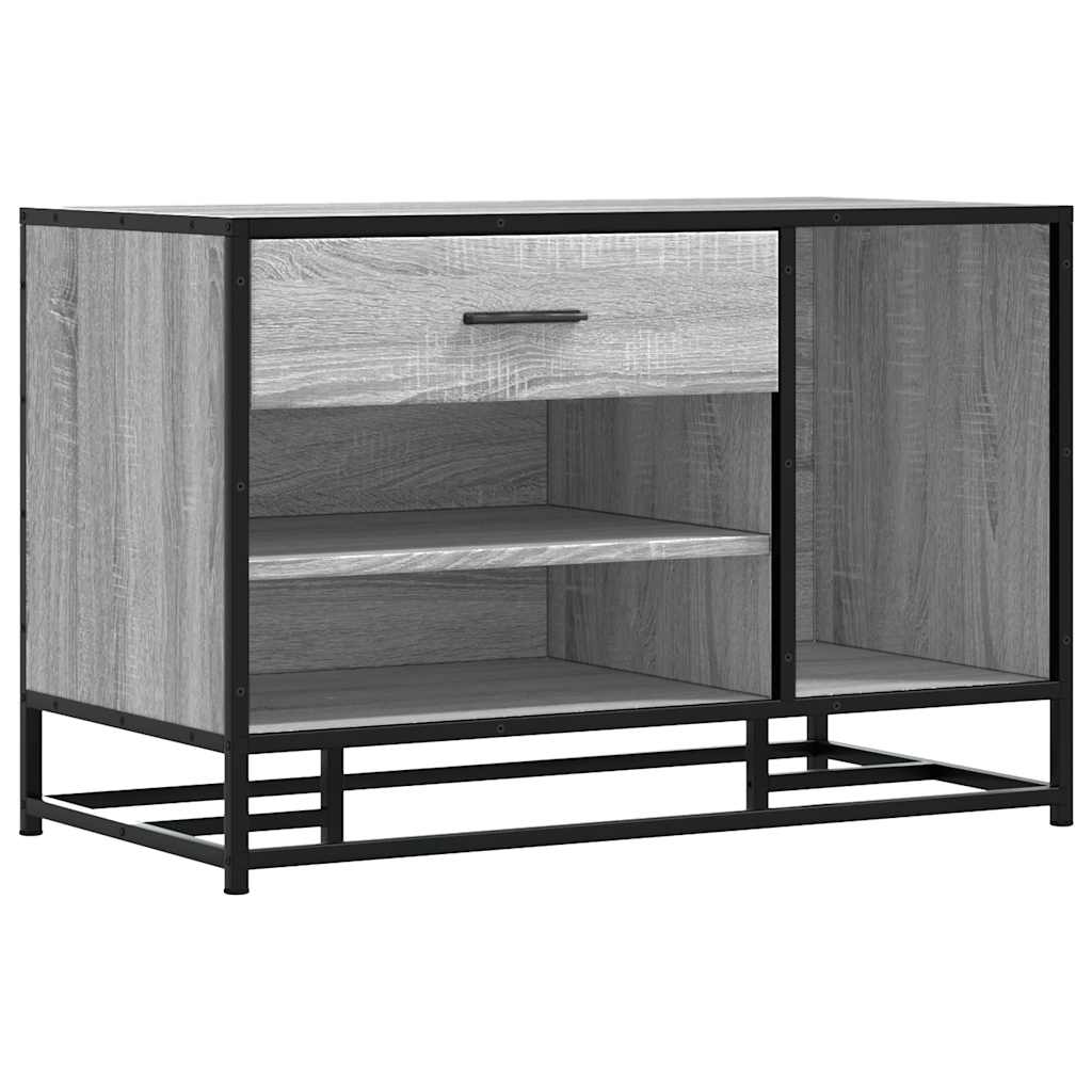 skobænk 80x40x53,5 cm konstrueret træ og metal grå sonoma-eg