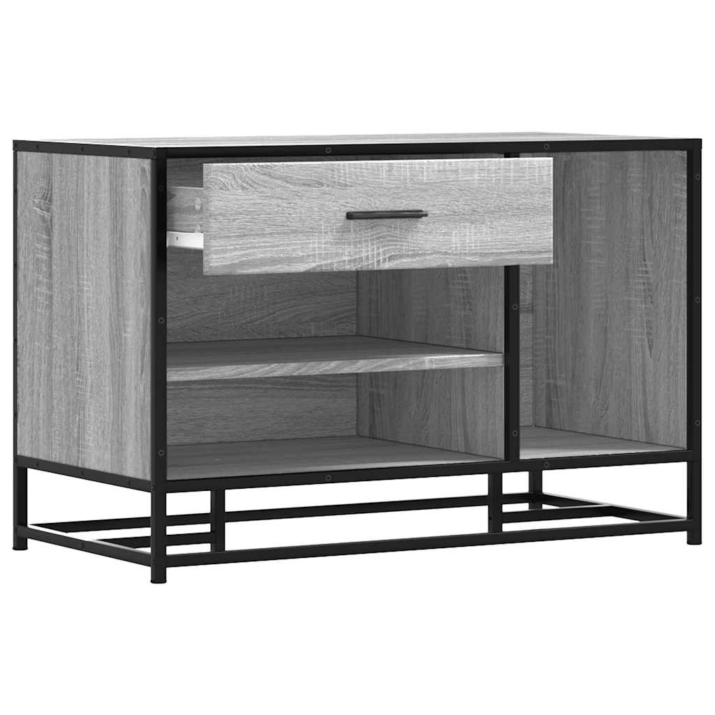 skobænk 80x40x53,5 cm konstrueret træ og metal grå sonoma-eg