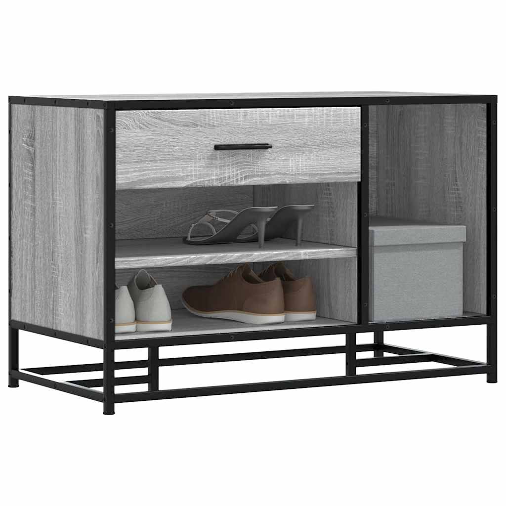 skobænk 80x40x53,5 cm konstrueret træ og metal grå sonoma-eg