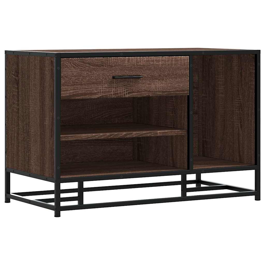 skobænk 80x40x53,5 cm konstrueret træ metal brun egetræsfarve