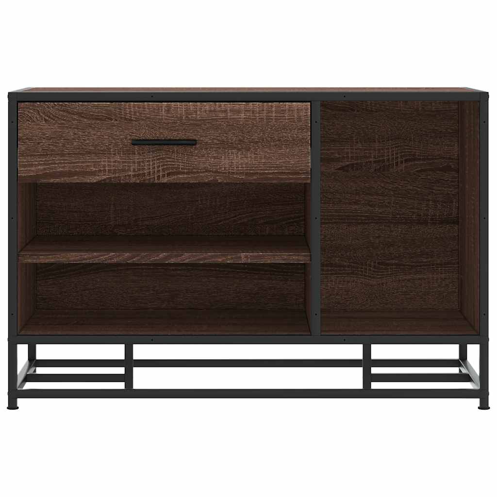 skobænk 80x40x53,5 cm konstrueret træ metal brun egetræsfarve
