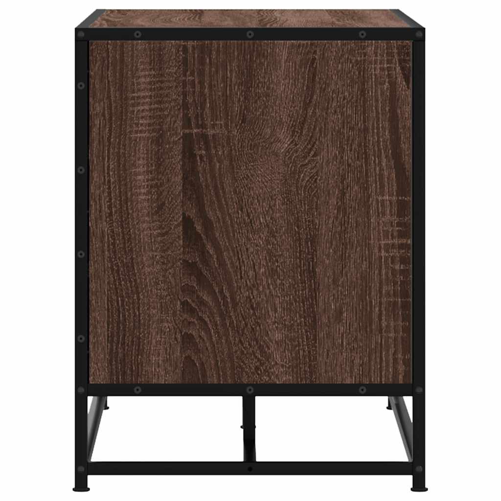 skobænk 80x40x53,5 cm konstrueret træ metal brun egetræsfarve