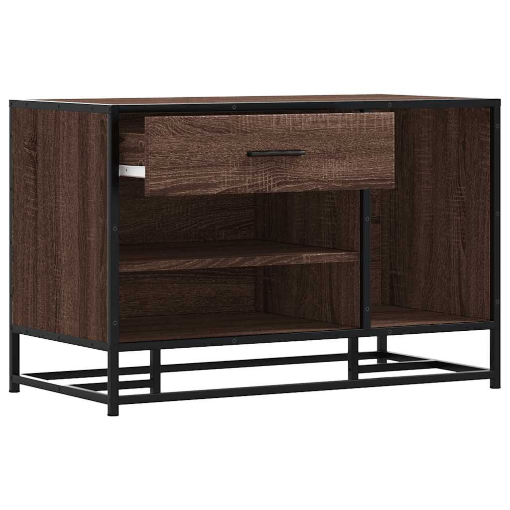 skobænk 80x40x53,5 cm konstrueret træ metal brun egetræsfarve