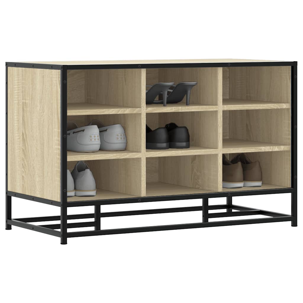 skobænk 84x40x53,5 cm konstrueret træ og metal sonoma-eg