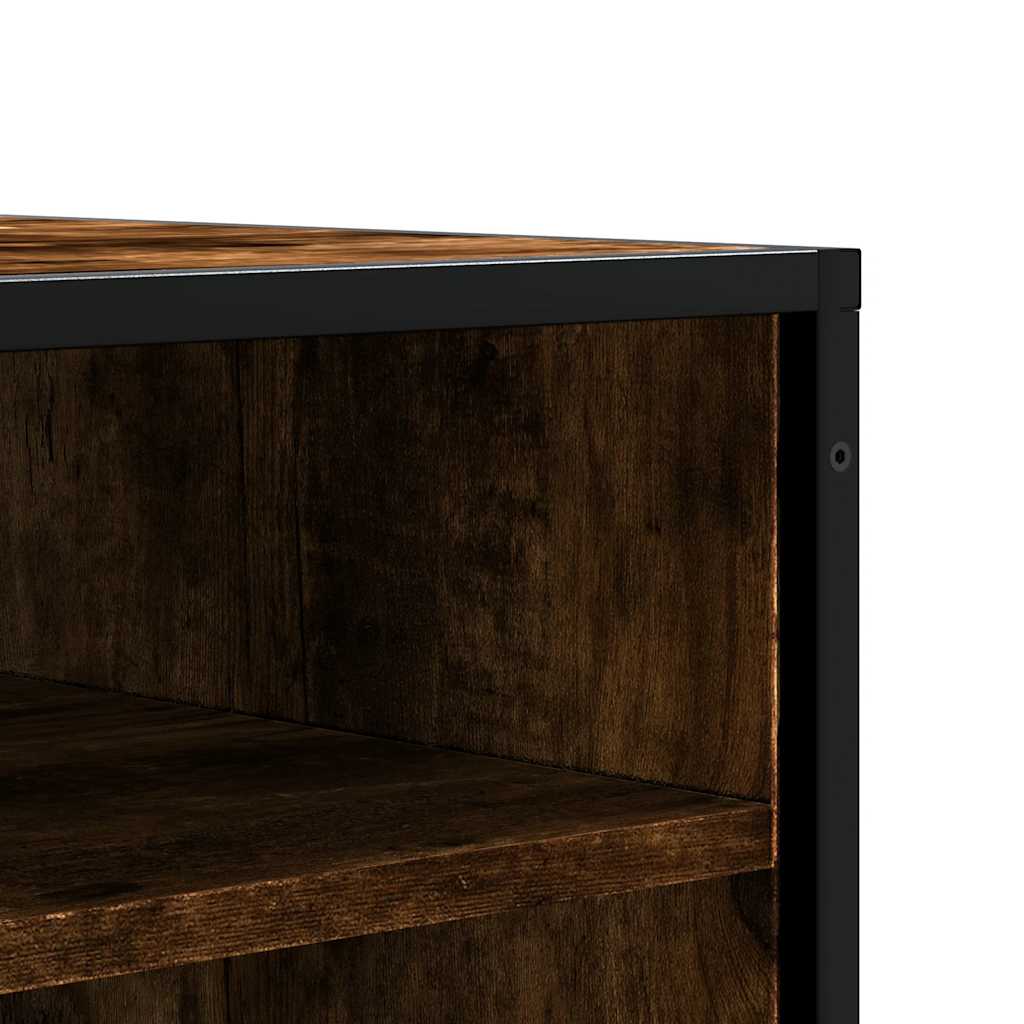 skobænk 84x40x53,5 cm konstrueret træ metal røget egetræsfarve