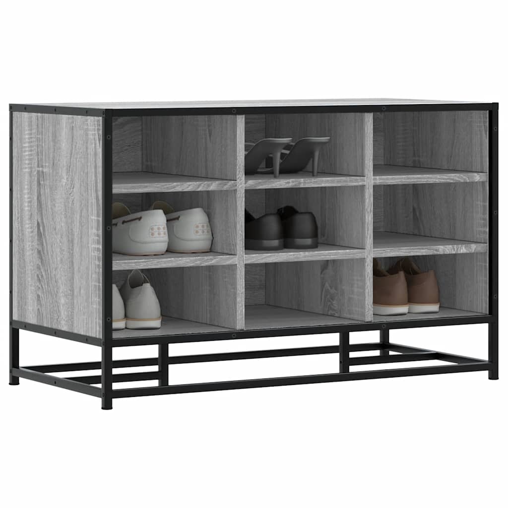 skobænk 84x40x53,5 cm konstrueret træ og metal grå sonoma-eg