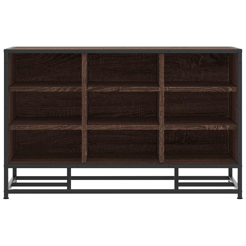 skobænk 84x40x53,5 cm konstrueret træ metal brun egetræsfarve