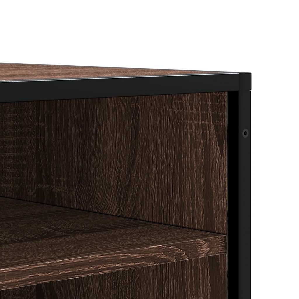 skobænk 84x40x53,5 cm konstrueret træ metal brun egetræsfarve