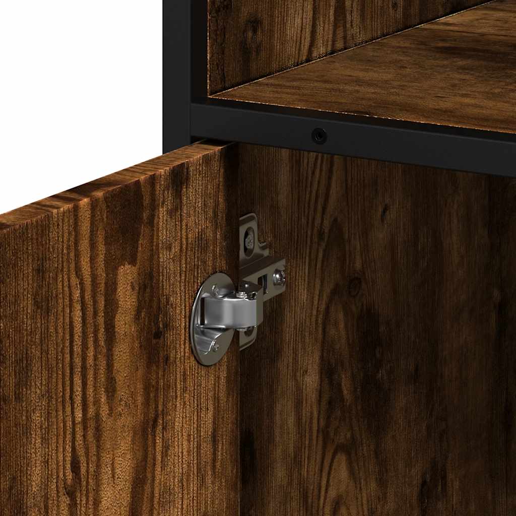 badeværelsesskab 35x37,5x100 cm konstrueret træ røget egetræ