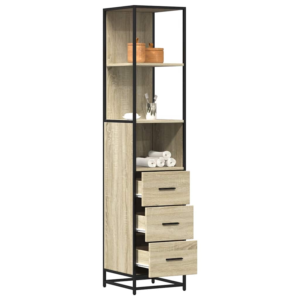 badeværelsesskab 35x37,5x166 cm konstrueret træ sonoma-eg