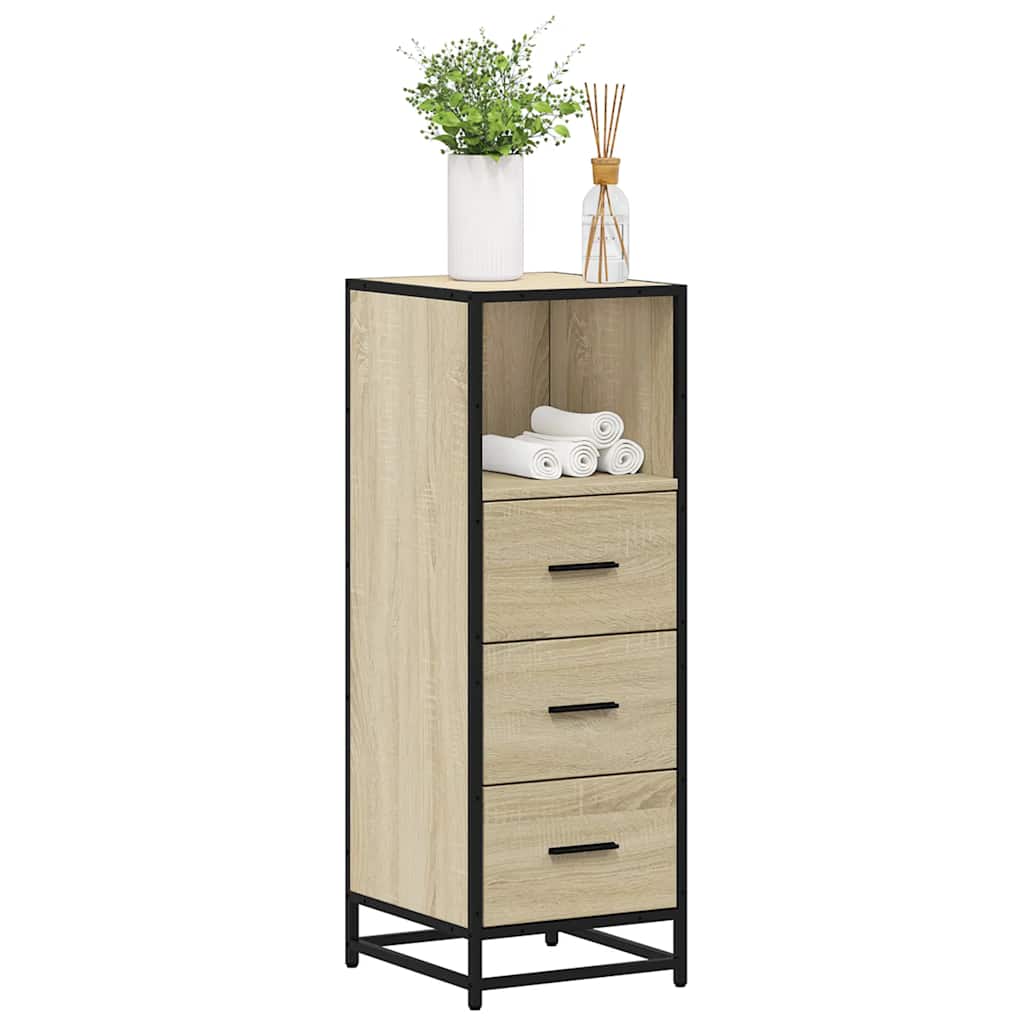 badeværelsesskab 35x37,5x100 cm konstrueret træ sonoma-eg