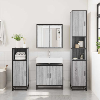 skab til håndvask til badeværelse 65x33x60 cm grå sonoma-eg