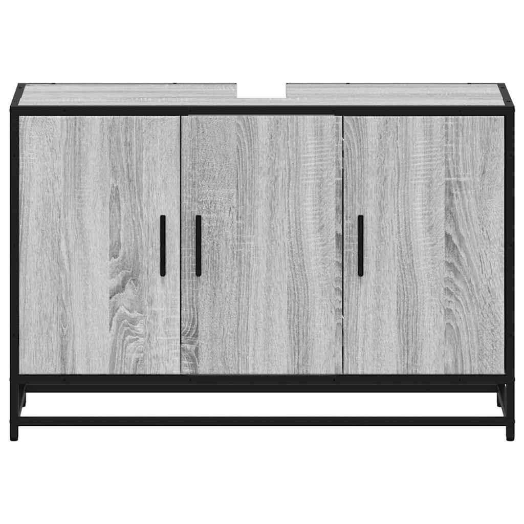 skab til håndvask til badeværelse 90x33x60 cm grå sonoma