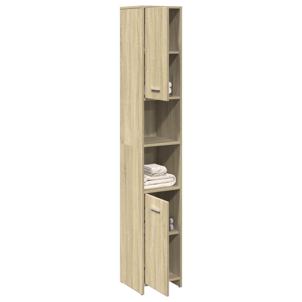 badeværelsesskab 30x30x183,5 cm konstrueret træ sonoma-eg