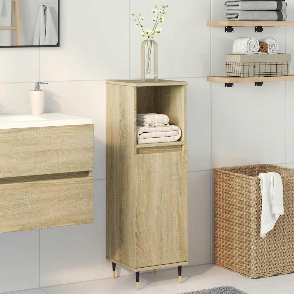 badeværelsesskab 30x30x100 cm konstrueret træ sonoma-eg