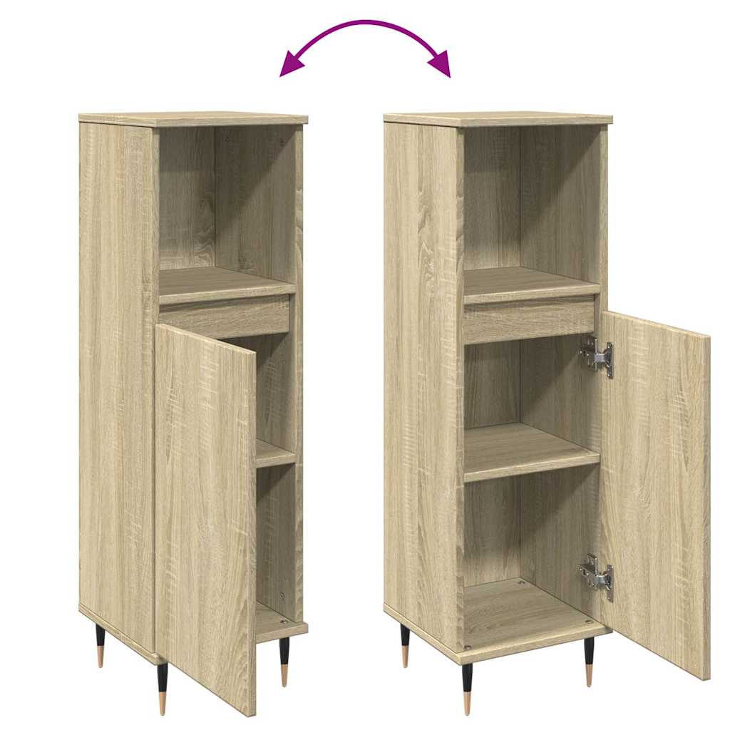 badeværelsesskab 30x30x100 cm konstrueret træ sonoma-eg