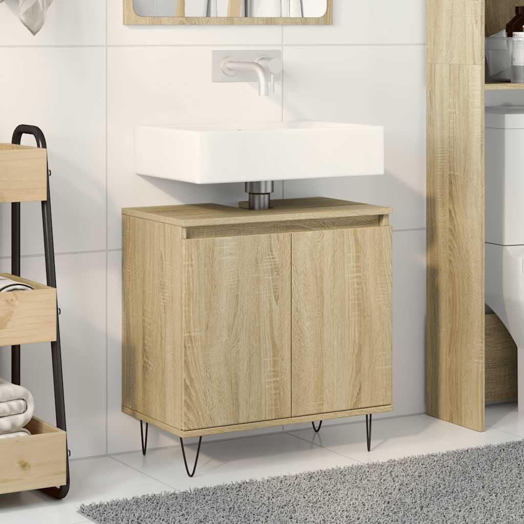 badeværelsesskab 58x33x60 cm konstrueret træ sonoma-eg