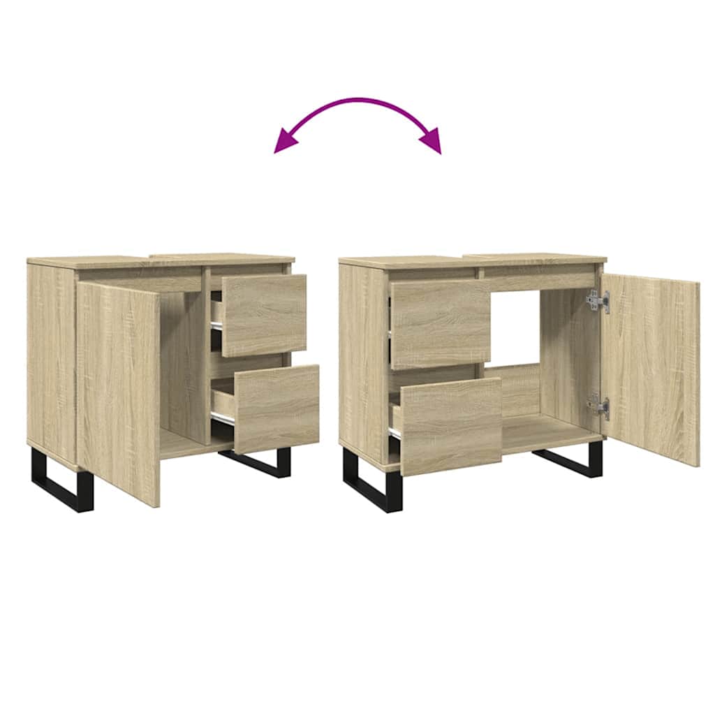 badeværelsesskab 65x33x60 cm konstrueret træ sonoma-eg