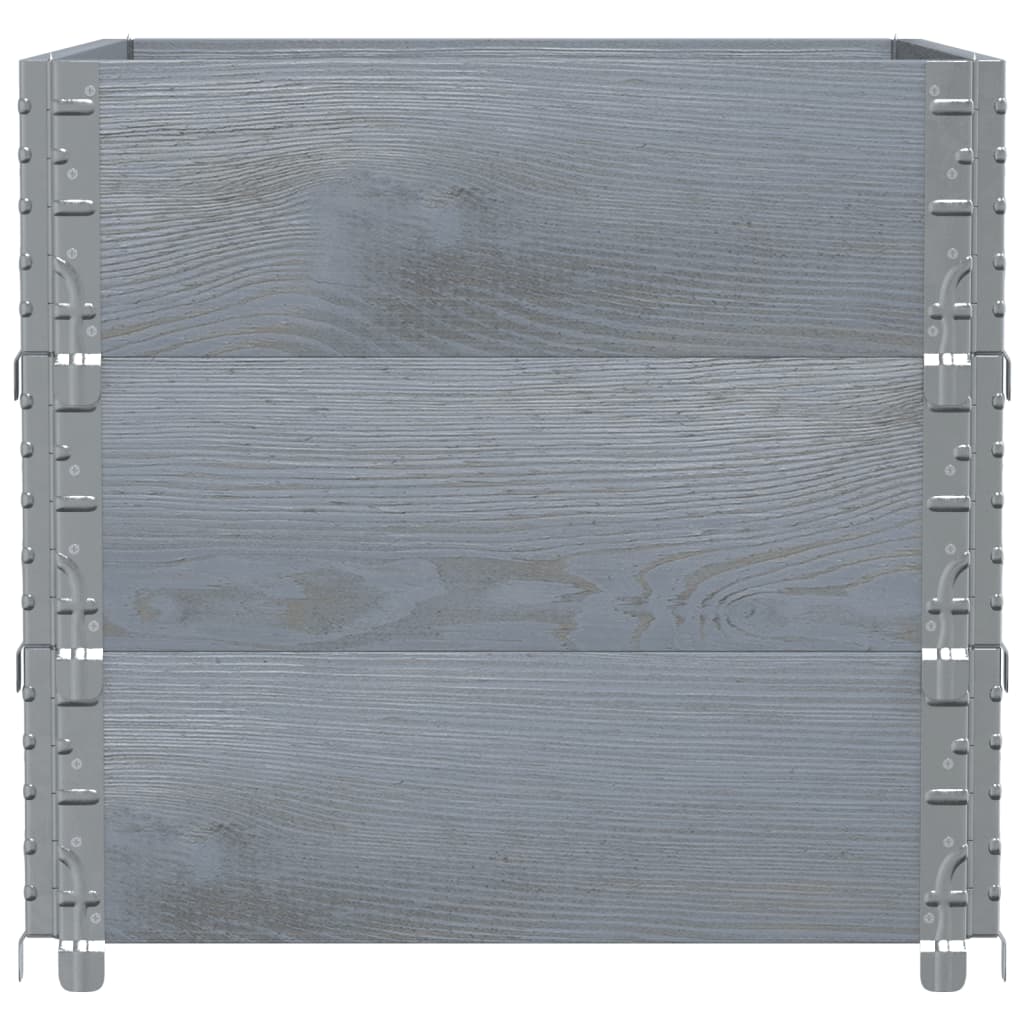 pallerammer 3 stk. 80x60 cm massivt fyrretræ grå