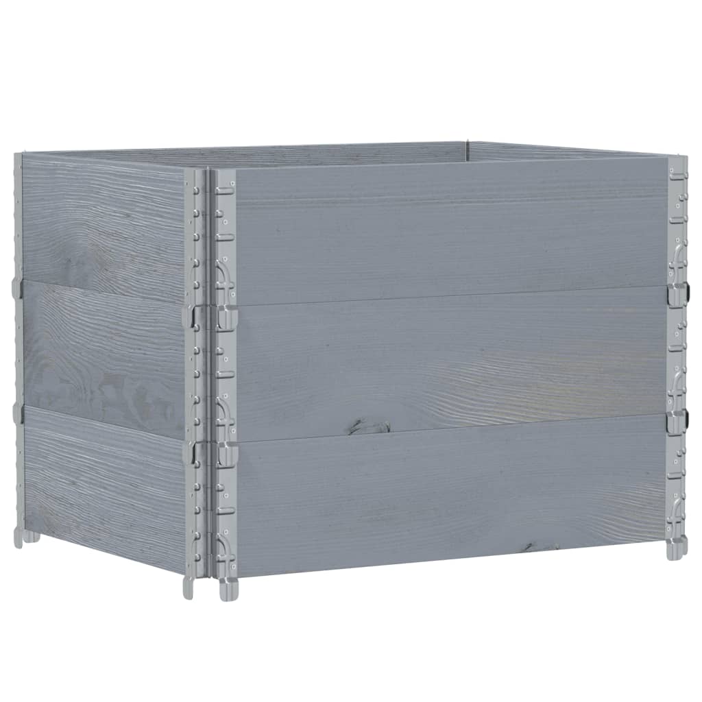 pallerammer 3 stk. 80x60 cm massivt fyrretræ grå