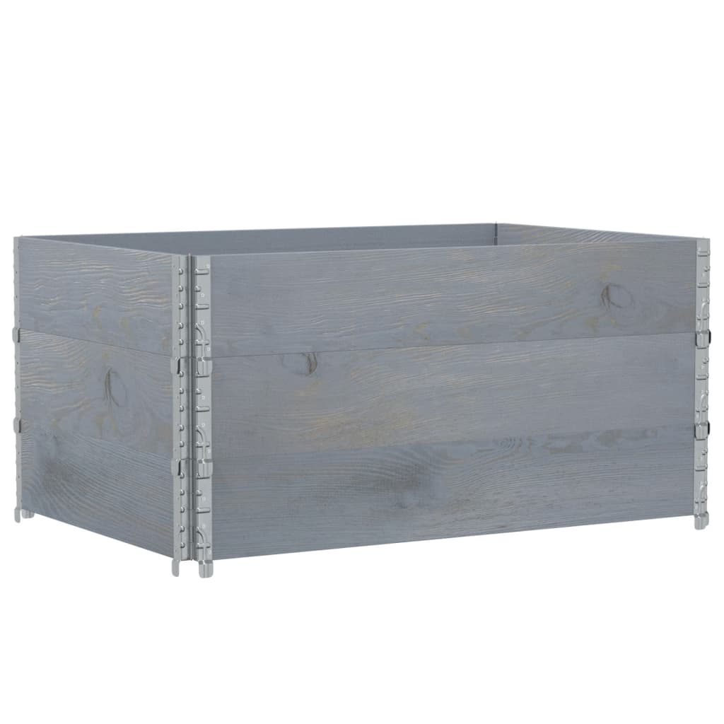 pallerammer 3 stk. 120x80 cm massivt fyrretræ grå