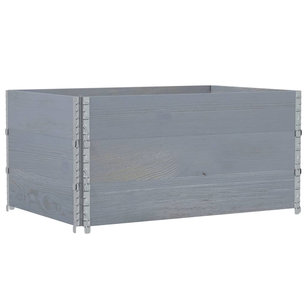 pallerammer 3 stk. 120x80 cm massivt fyrretræ grå