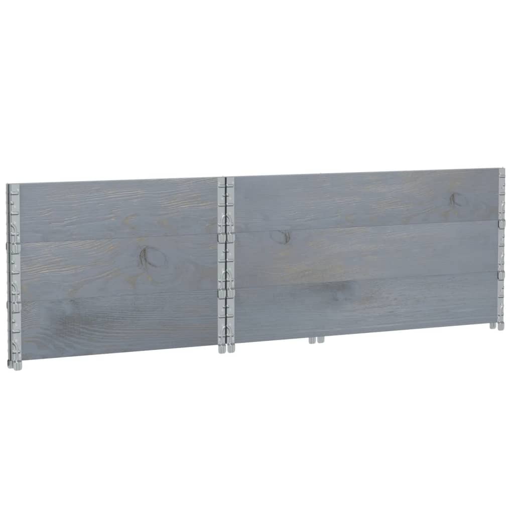 pallerammer 3 stk. 120x80 cm massivt fyrretræ grå