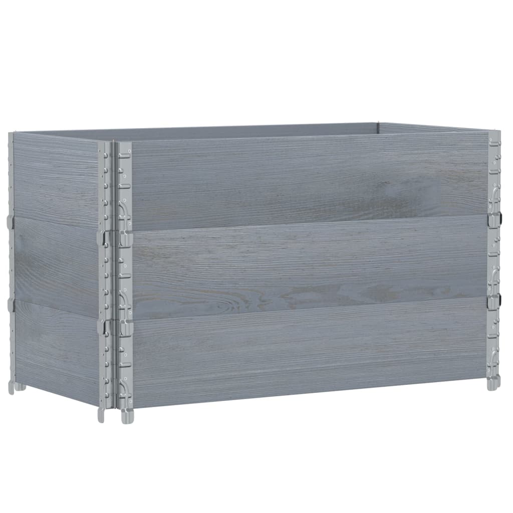 pallerammer 3 stk. 100x50 cm massivt fyrretræ grå